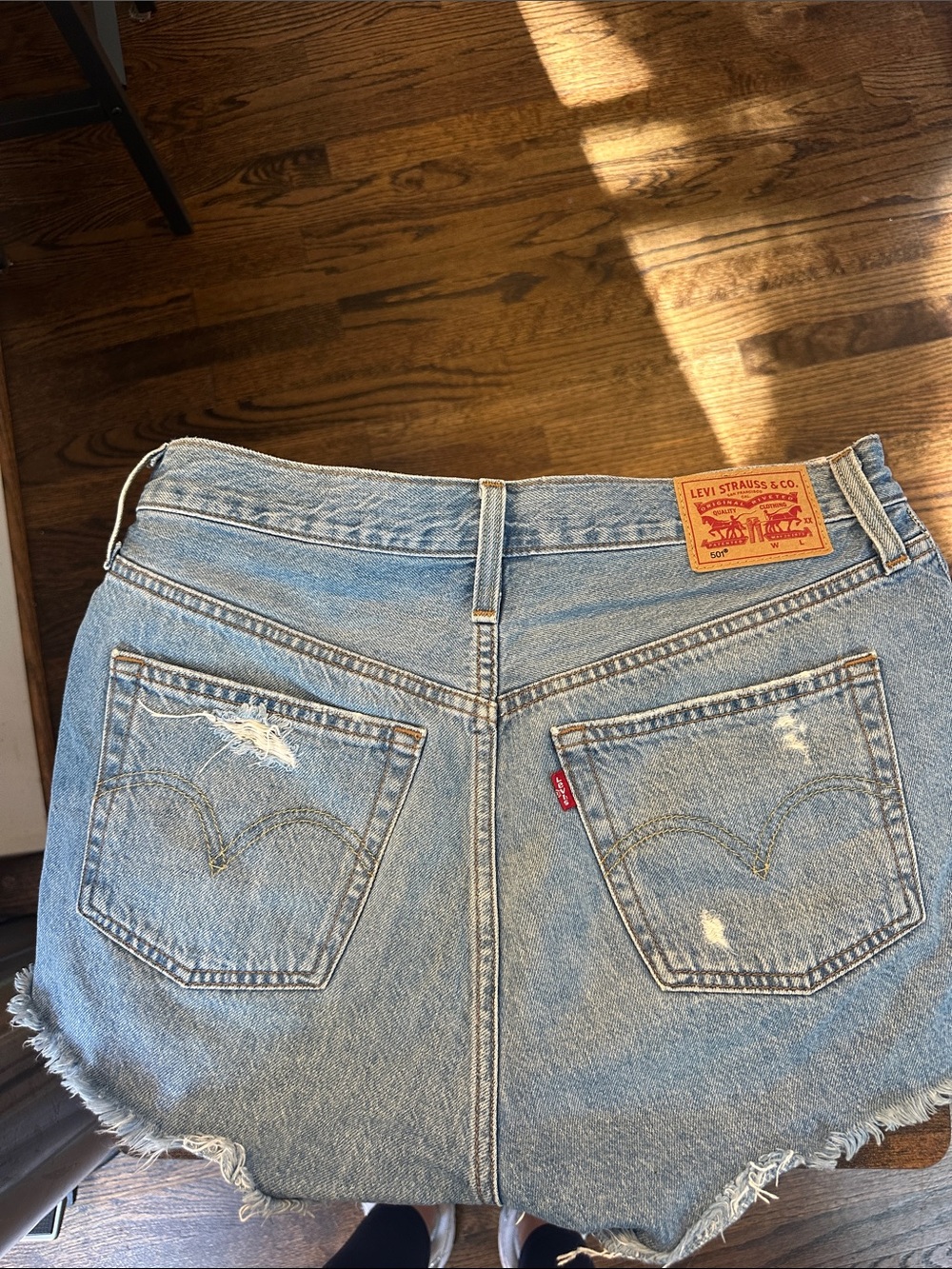 Levi's Light Blue Distressed Denim Cutoff Shorts